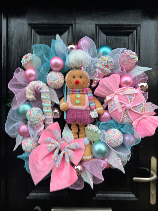 65cm SUPER DELUXE PASTEL GINGERBREAD WREATH - DESPATCH END 1ST WEEK OF DECEMBER