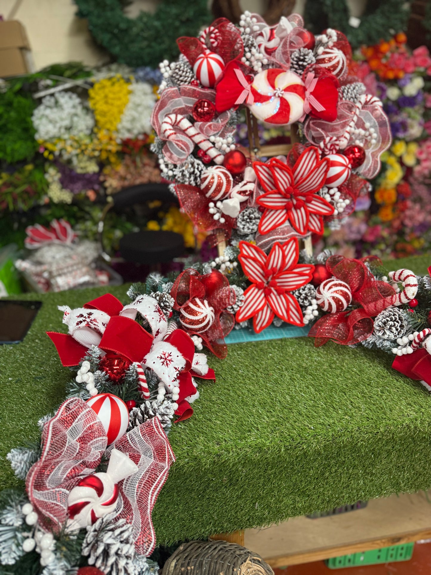 CANDY DEAL 6ft GARLAND & 60cm DELUXE WREATH - MADE TO ORDER DESPATCH WITHIN 14 DAYS
