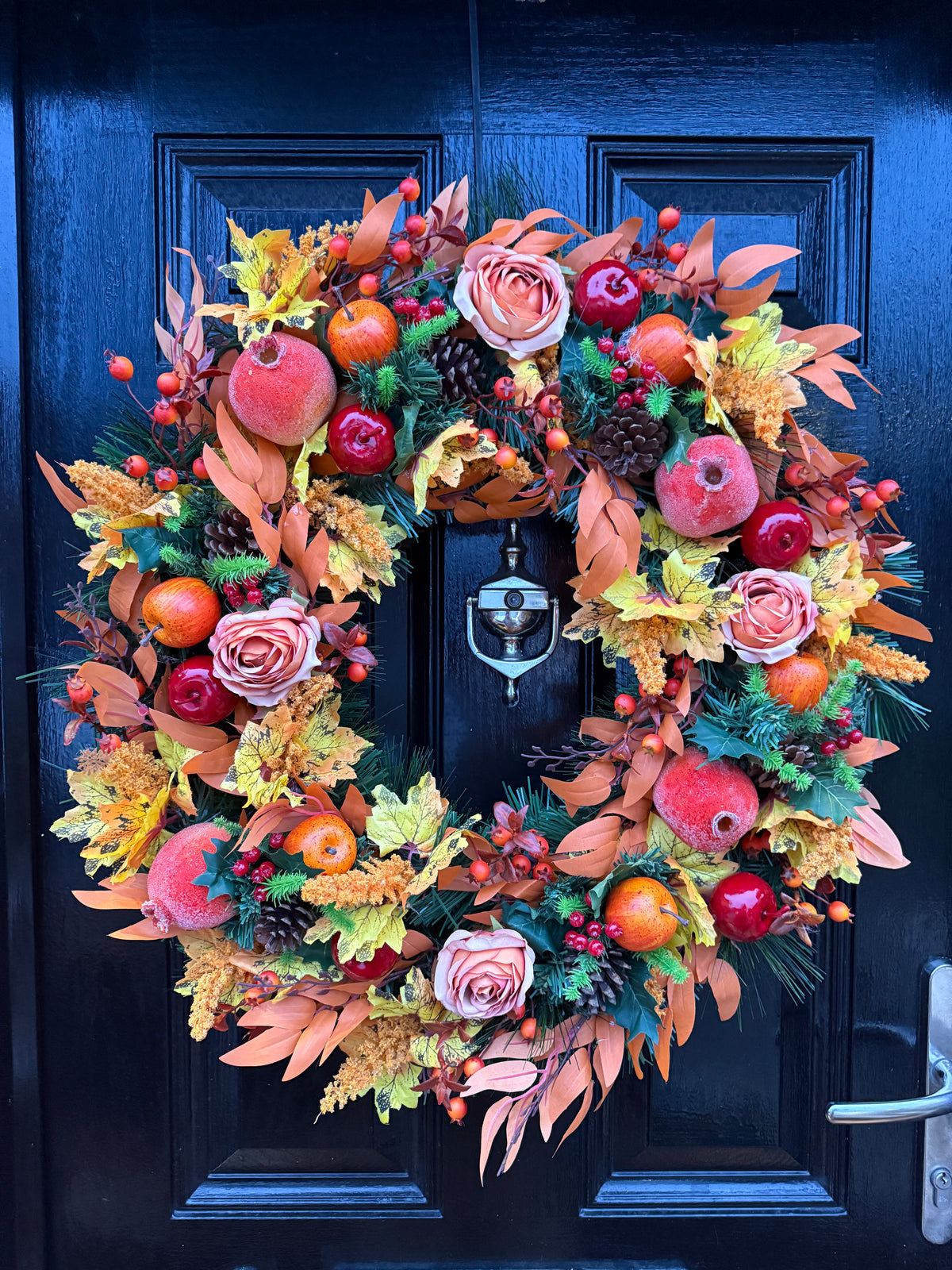 65cm DELUXE ORANGE  WOODLAND MIXED FOLIAGE AUTUMN WREATH