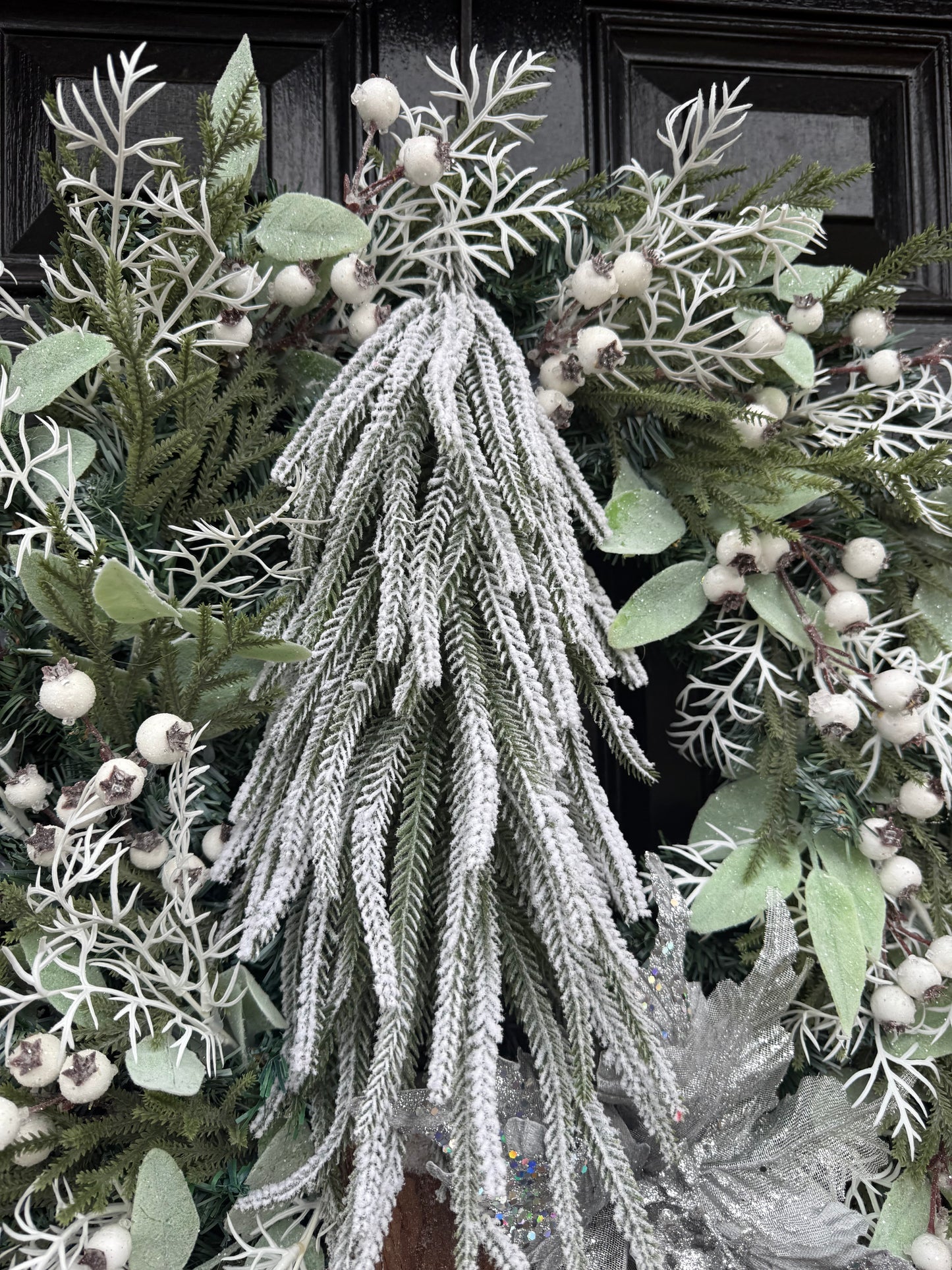 60cm DELUXE FLOCKED SNOW TREE FOLIAGE WREATH