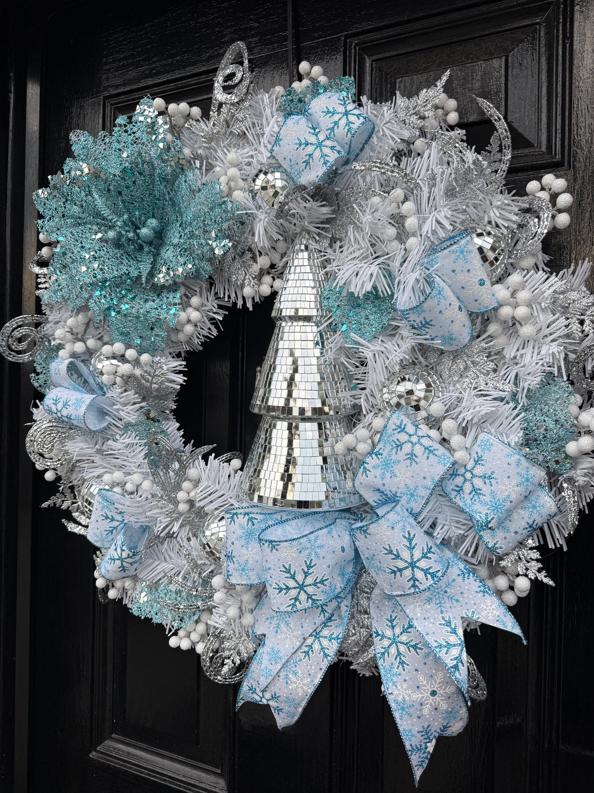 60cm FROZEN ICE MIRROR BALL/TREE GLITTER DELUXE WREATH