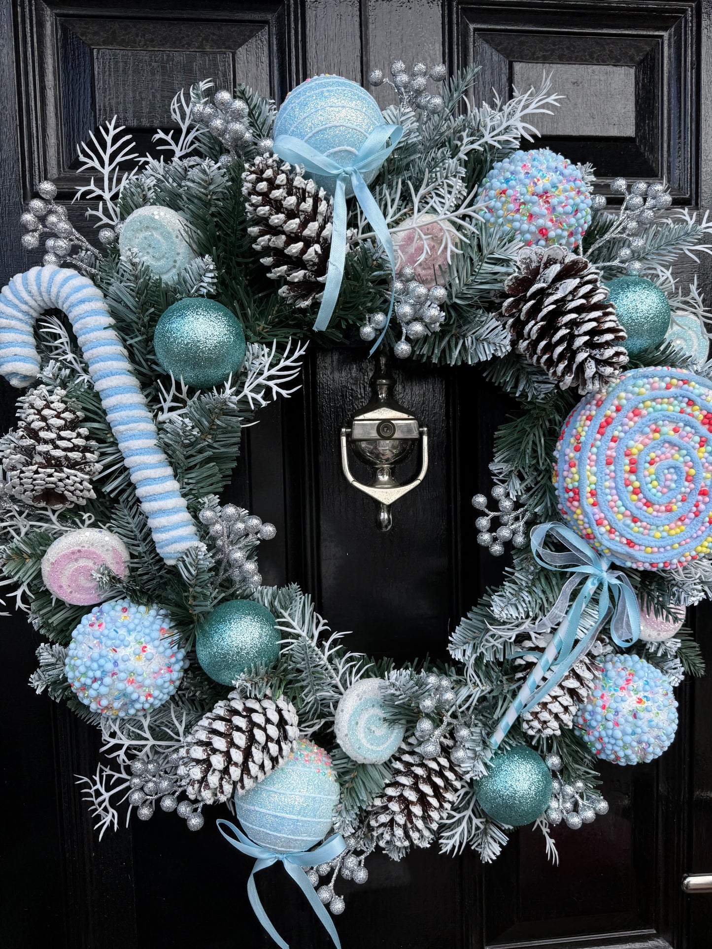 60cm FROSTED PASTEL ICE BLUE CANDY POP WREATH - IMMEDIATE DESPATCH