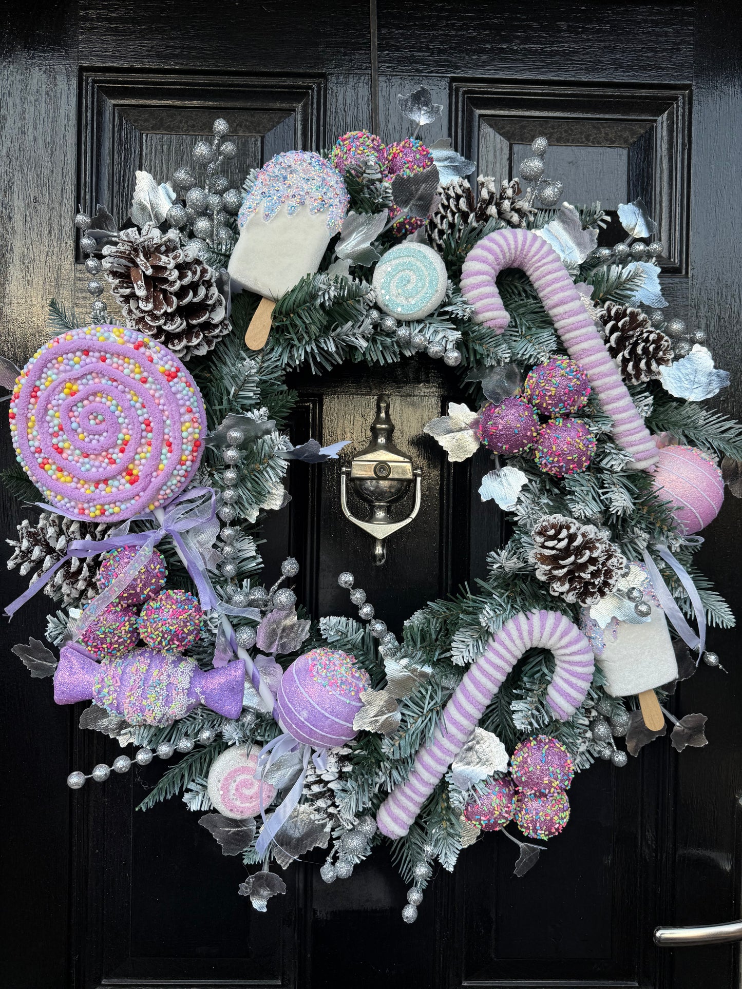 60cm FROSTED PASTEL LILAC CANDY POP WREATH - IMMEDIATE DESPATCH