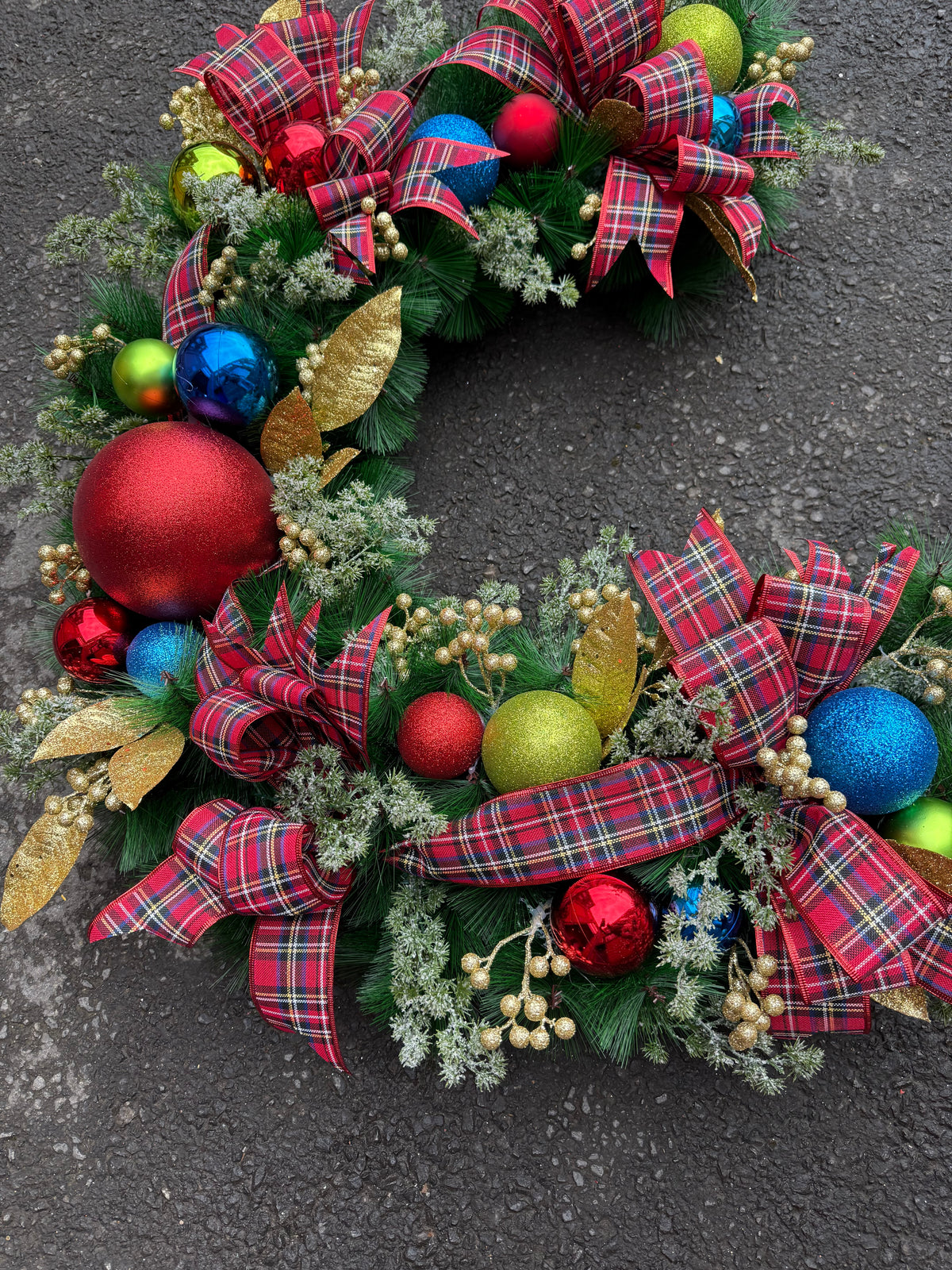 SUPER THICK DELUXE TRADITIONAL RED GREEN GOLD TARTAN 1.35metre GARLAND - PRE ORDER DESPATCH MID - LATE OCTOBER