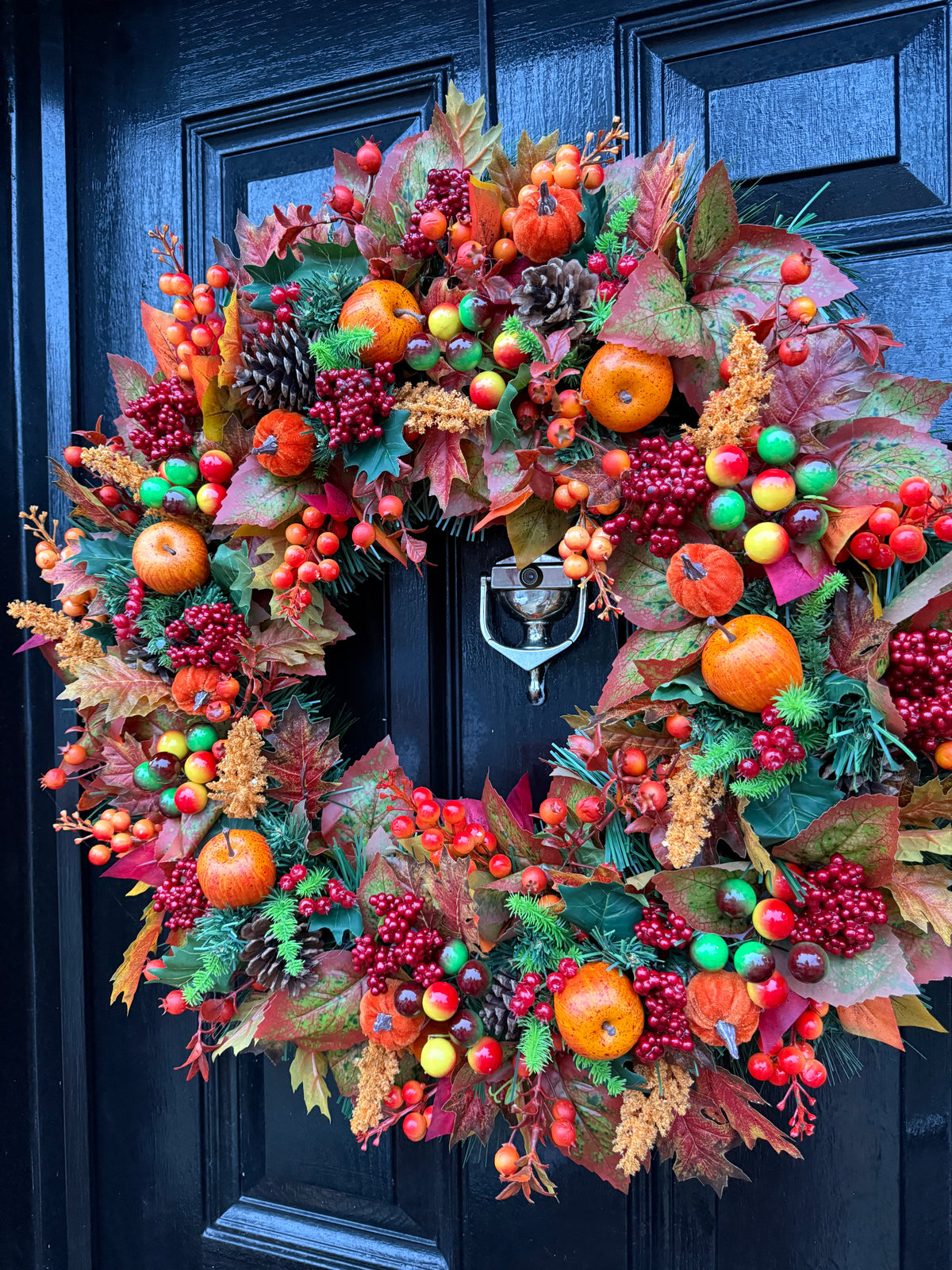 65cm DELUXE ORANGE VERY BERRY APPLE WOODLAND MIXED FOLIAGE AUTUMN WREATH
