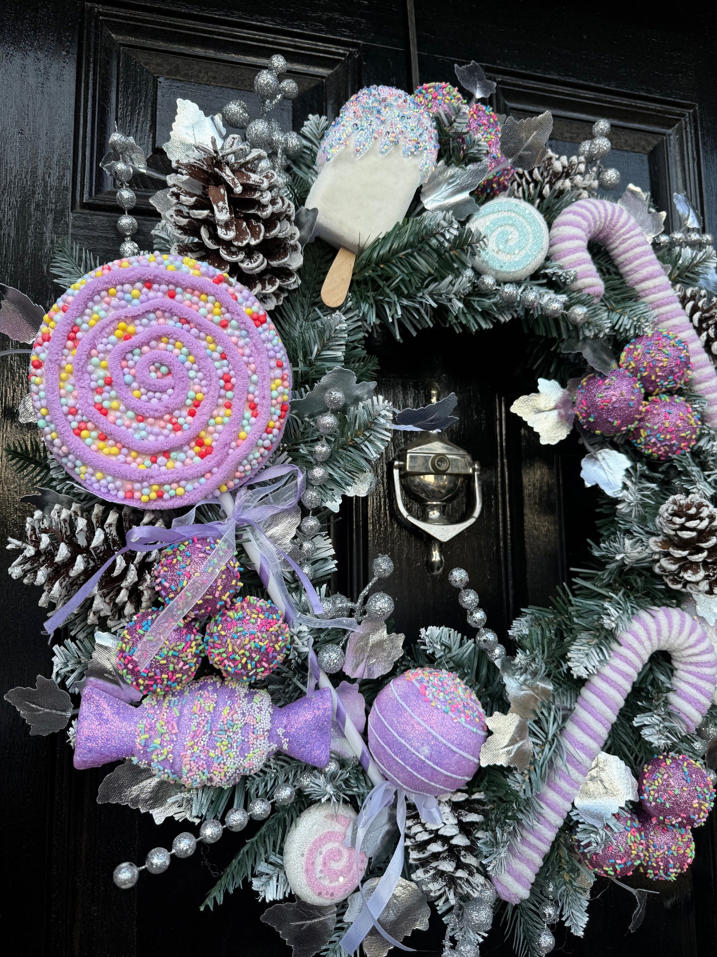 60cm FROSTED PASTEL LILAC CANDY POP WREATH - IMMEDIATE DESPATCH