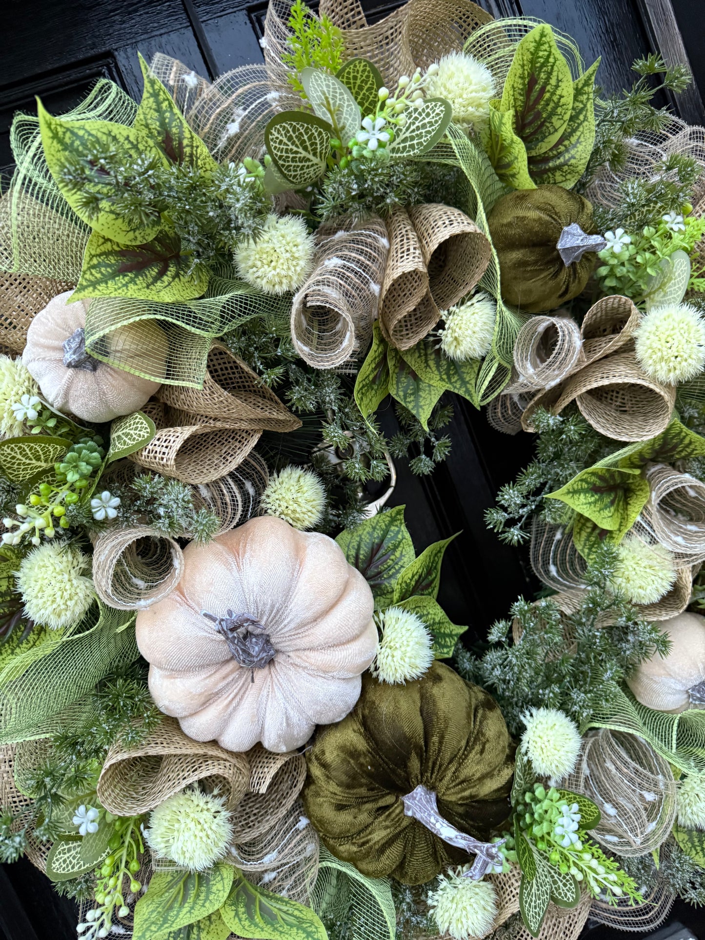65cm DELUXE XL DOUBLE PUMPKIN WOODLAND MIXED  AUTUMN WREATH