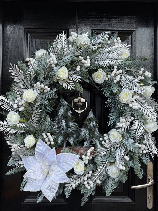 65cm DELUXE WINTER WOODLAND MINI TREE FROSTED MIXED WREATH