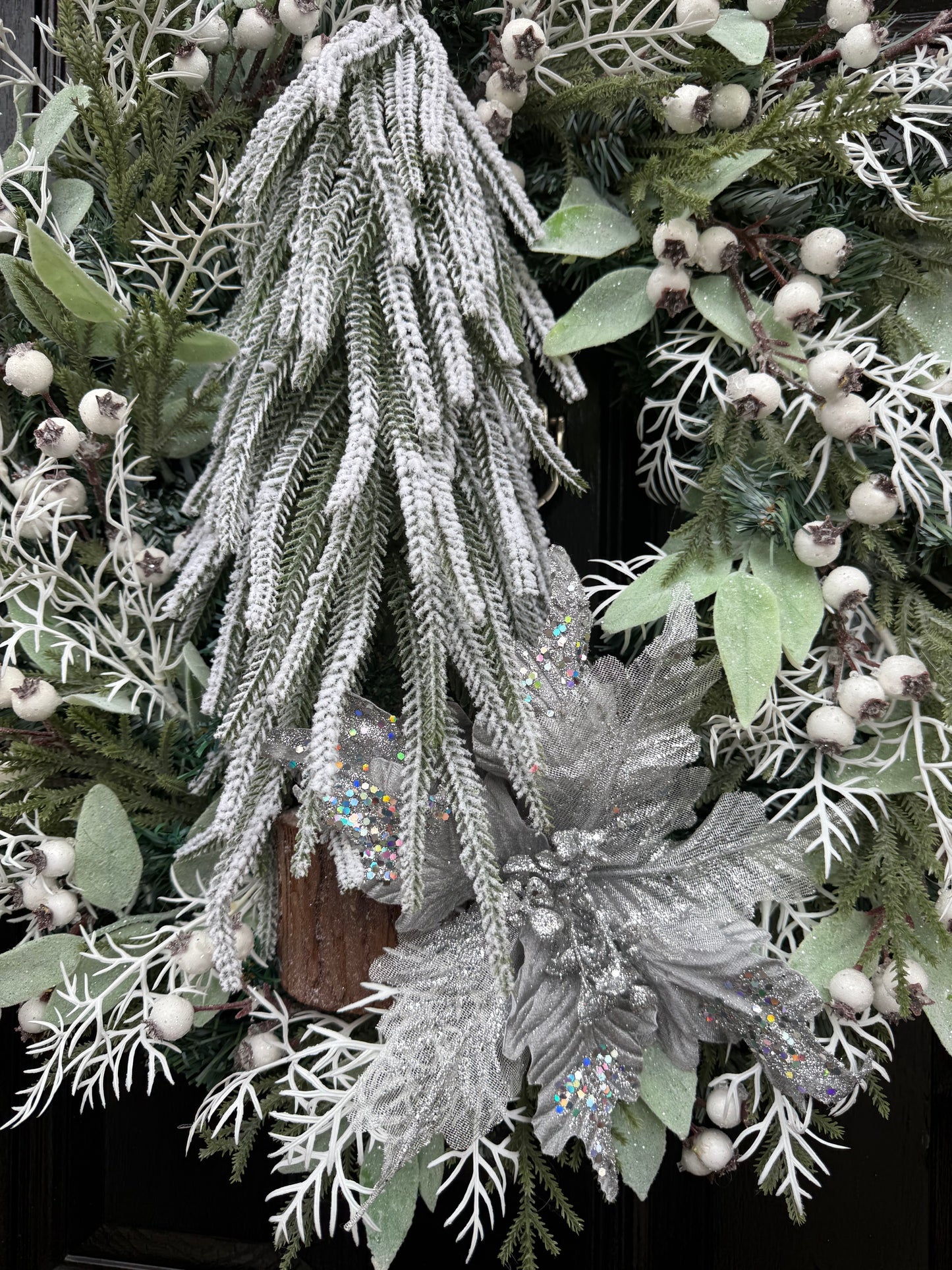 60cm DELUXE FLOCKED SNOW TREE FOLIAGE WREATH