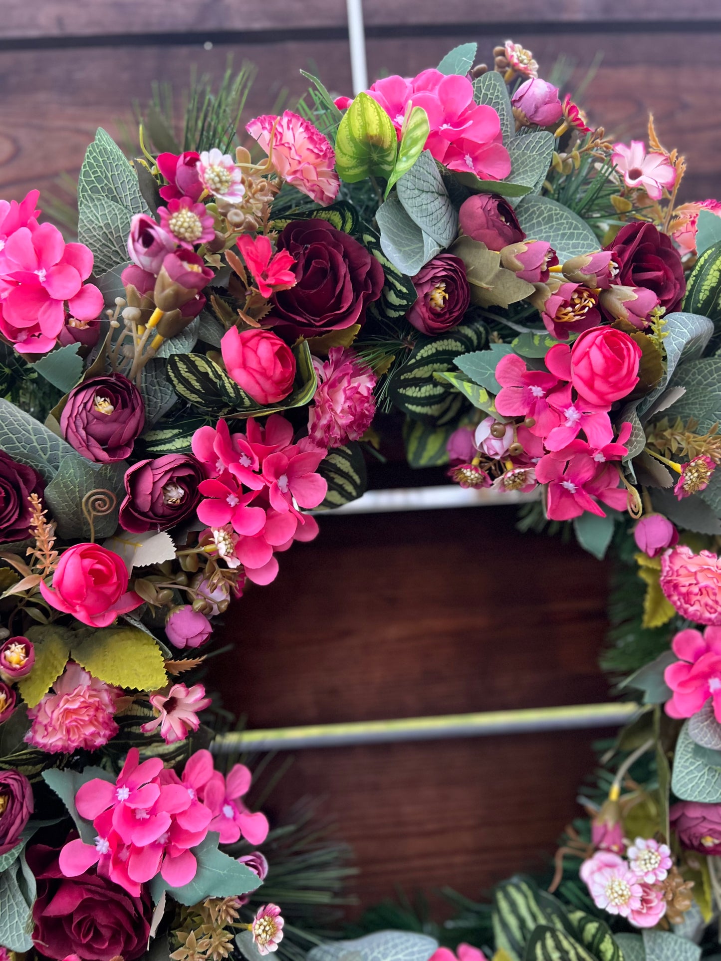 65cm VINTAGE/PINKS FOLIAGE DELUXE MIX WREATH