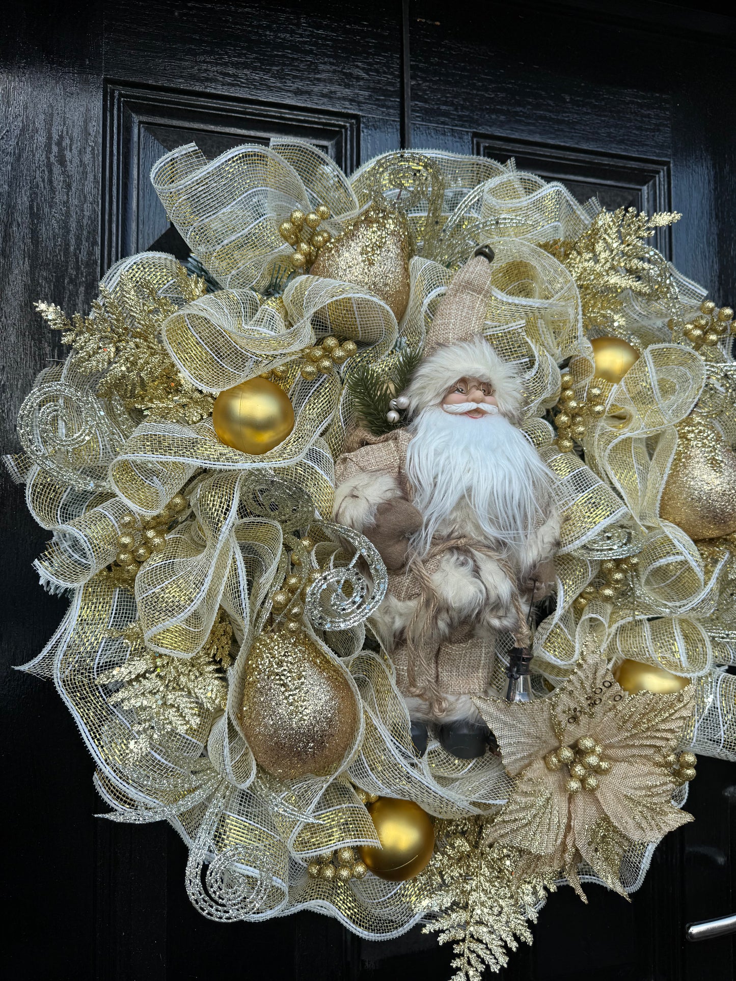 65cm DELUXE WINTER WONDERLAND GOLD SANTA WREATH - IMMEDIATE DISPATCH
