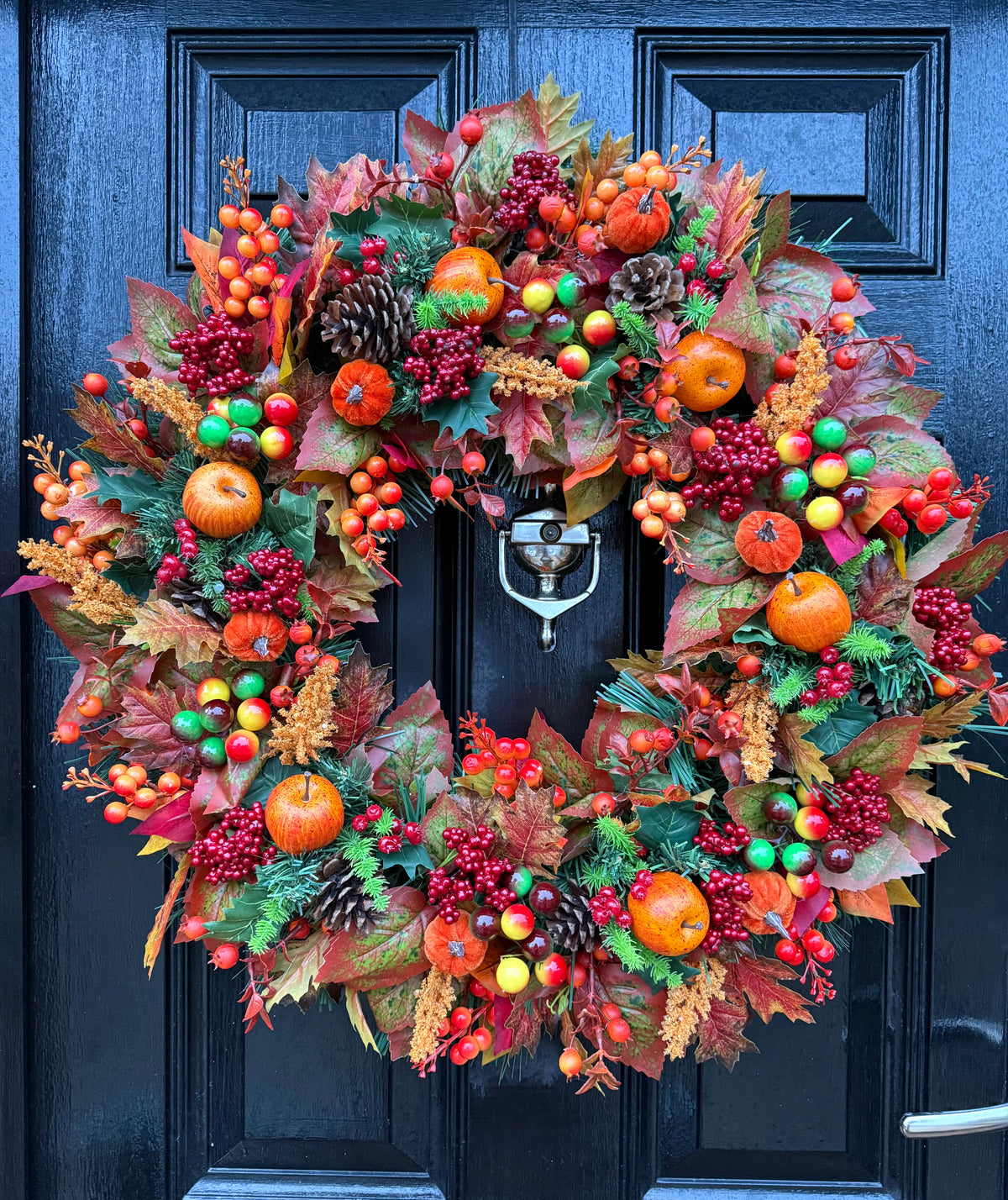 65cm DELUXE ORANGE VERY BERRY APPLE WOODLAND MIXED FOLIAGE AUTUMN WREATH