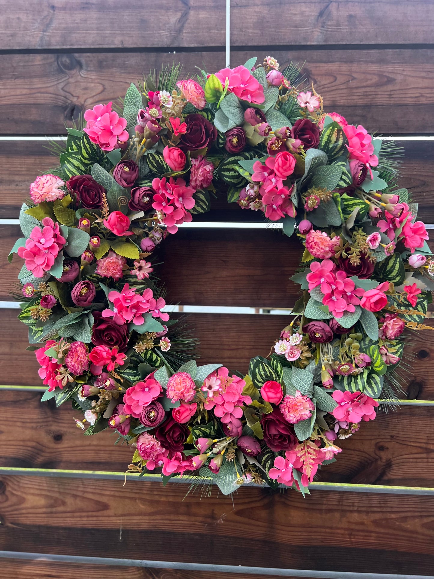 65cm VINTAGE/PINKS FOLIAGE DELUXE MIX WREATH