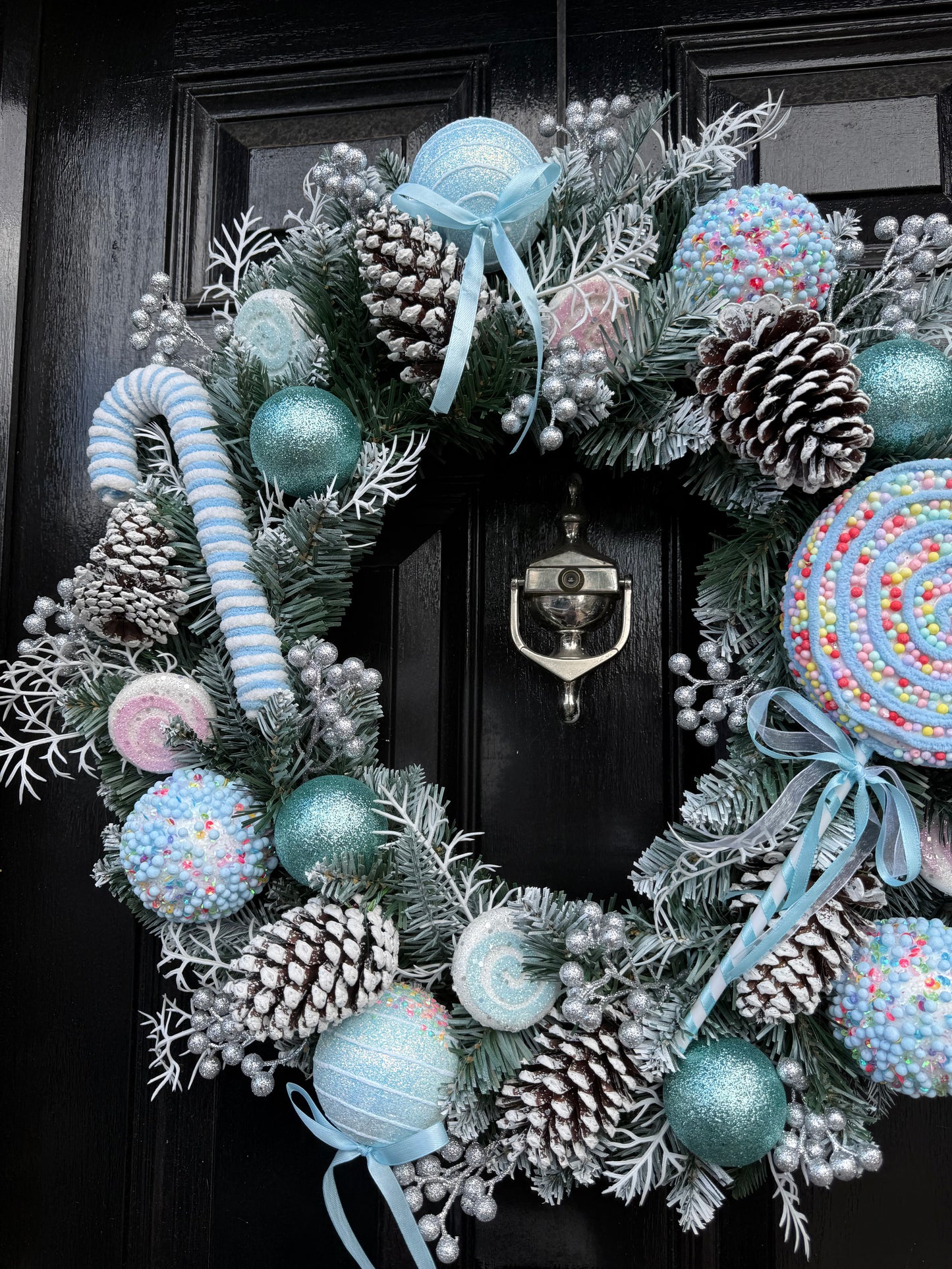 60cm FROSTED PASTEL ICE BLUE CANDY POP WREATH - IMMEDIATE DESPATCH