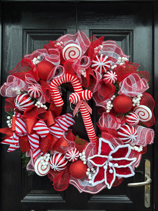 65cm DELUXE CANDY CANE MIXED WREATH