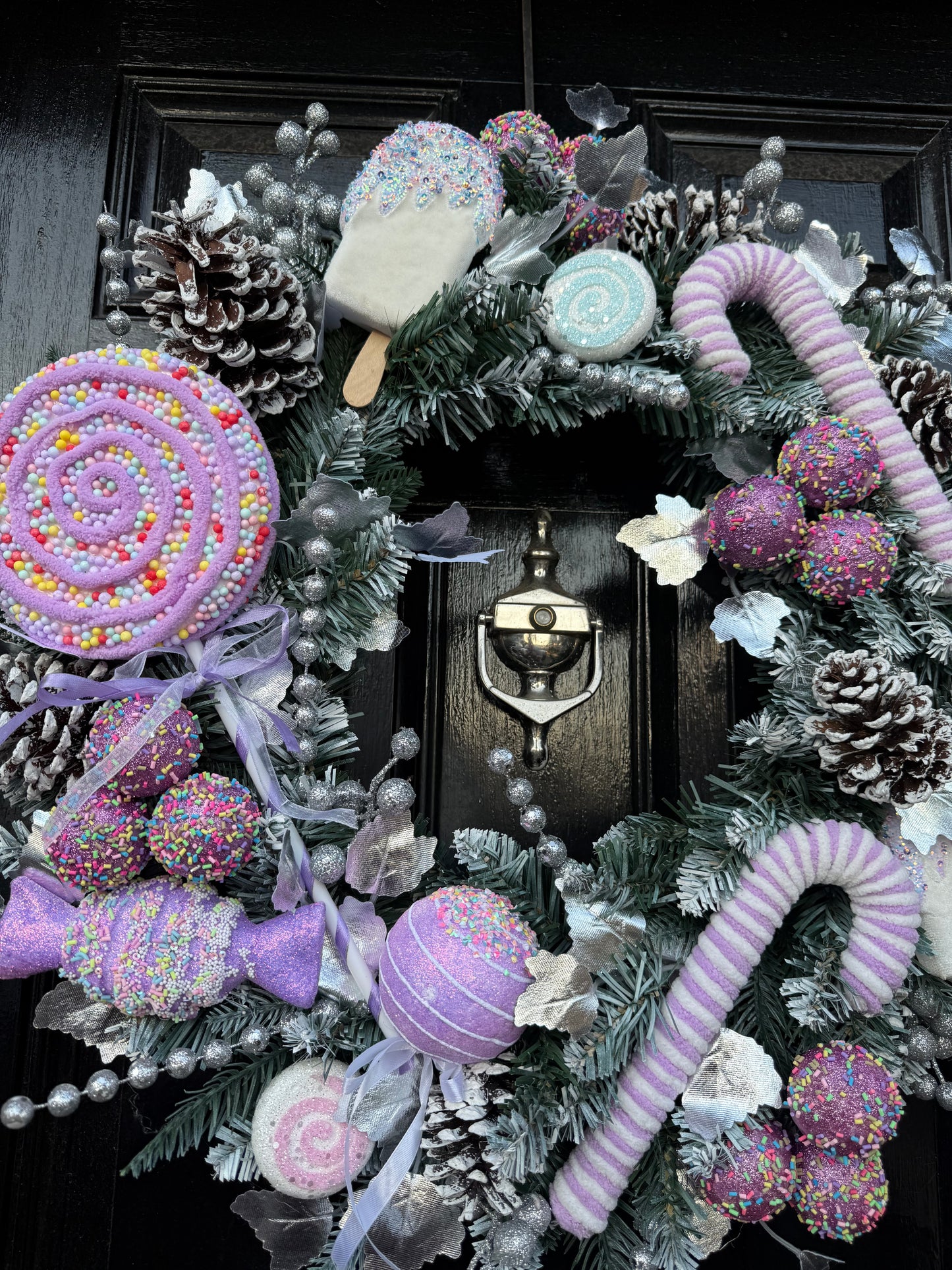 60cm FROSTED PASTEL LILAC CANDY POP WREATH - IMMEDIATE DESPATCH