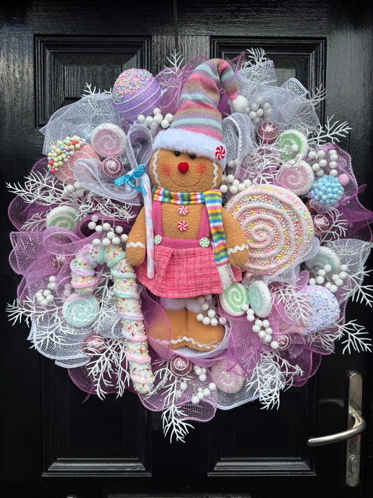 65cm SUPER DELUXE PASTEL GINGERBREAD WREATH - IMMEDIATE DISPATCH