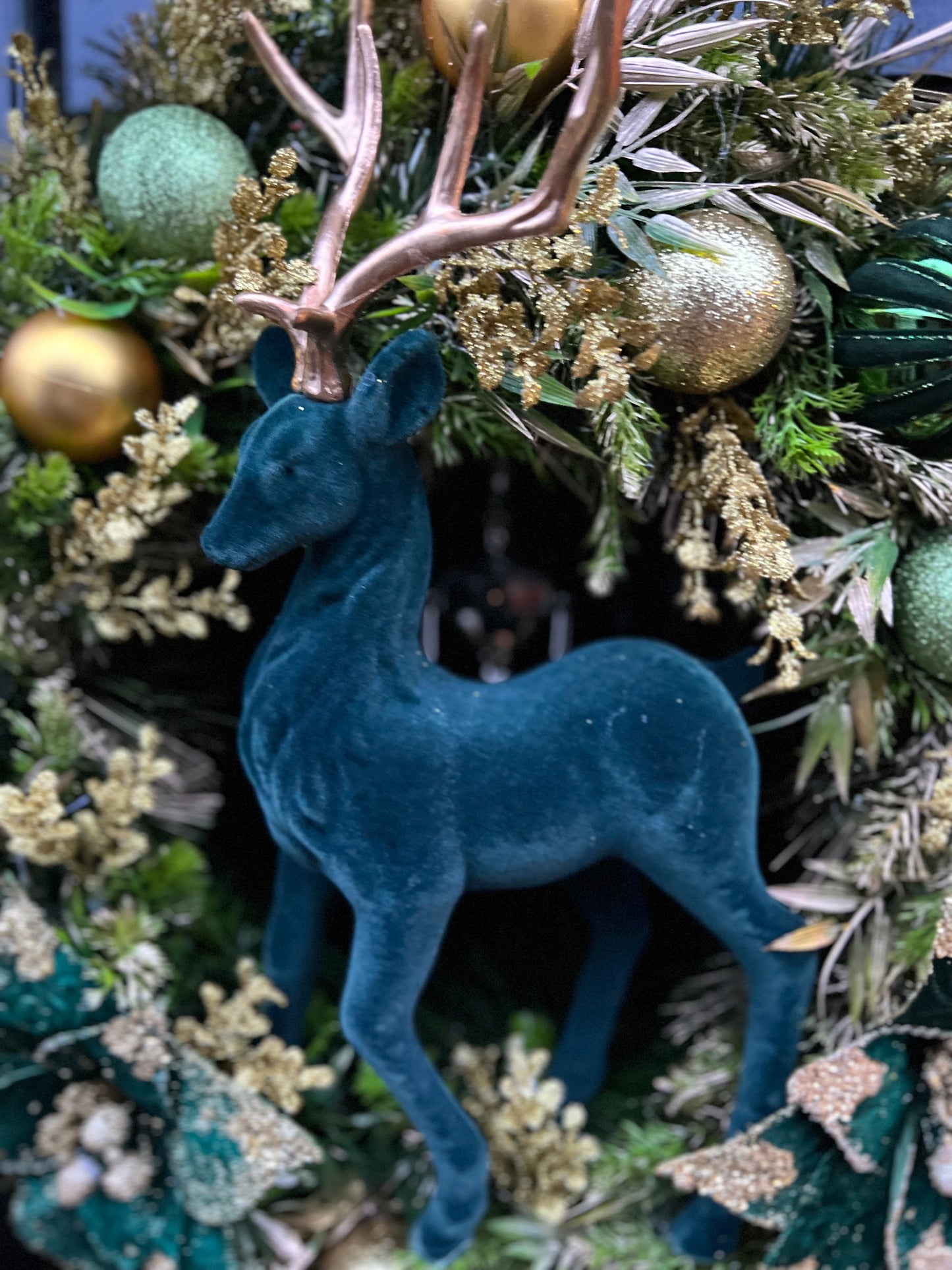 65cm DELUXE WREATH GREEN/GOLD STAG WOODLAND - IMMEDIATE DESPATCH