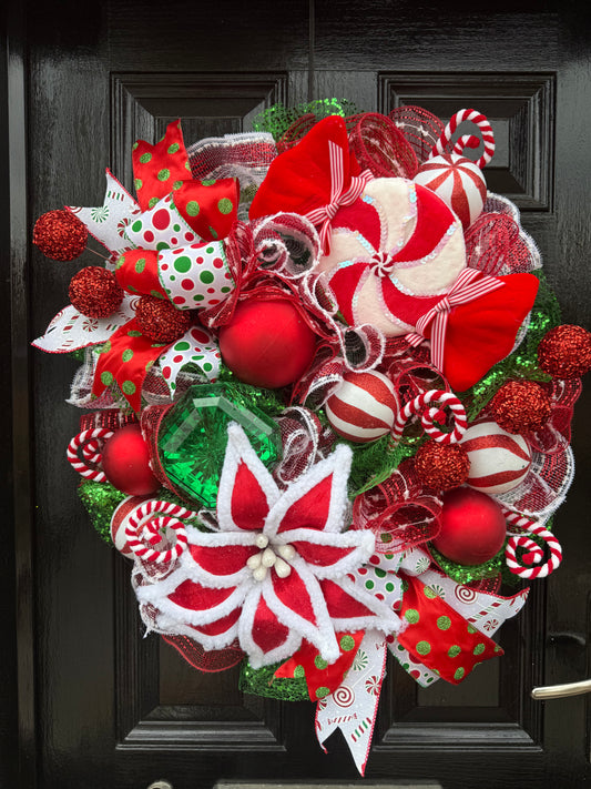 65cm DELUXE MIXED CANDY CANE GEM OVAL SWAG / WREATH