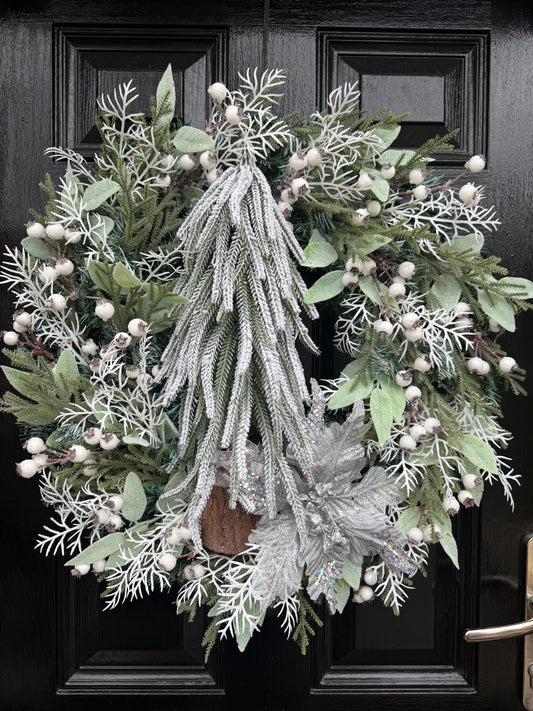 60cm DELUXE FLOCKED SNOW TREE FOLIAGE WREATH