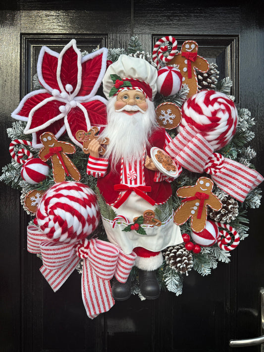65cm SUPER DELUXE SANTA CANDY CANE LANE FULL WREATH