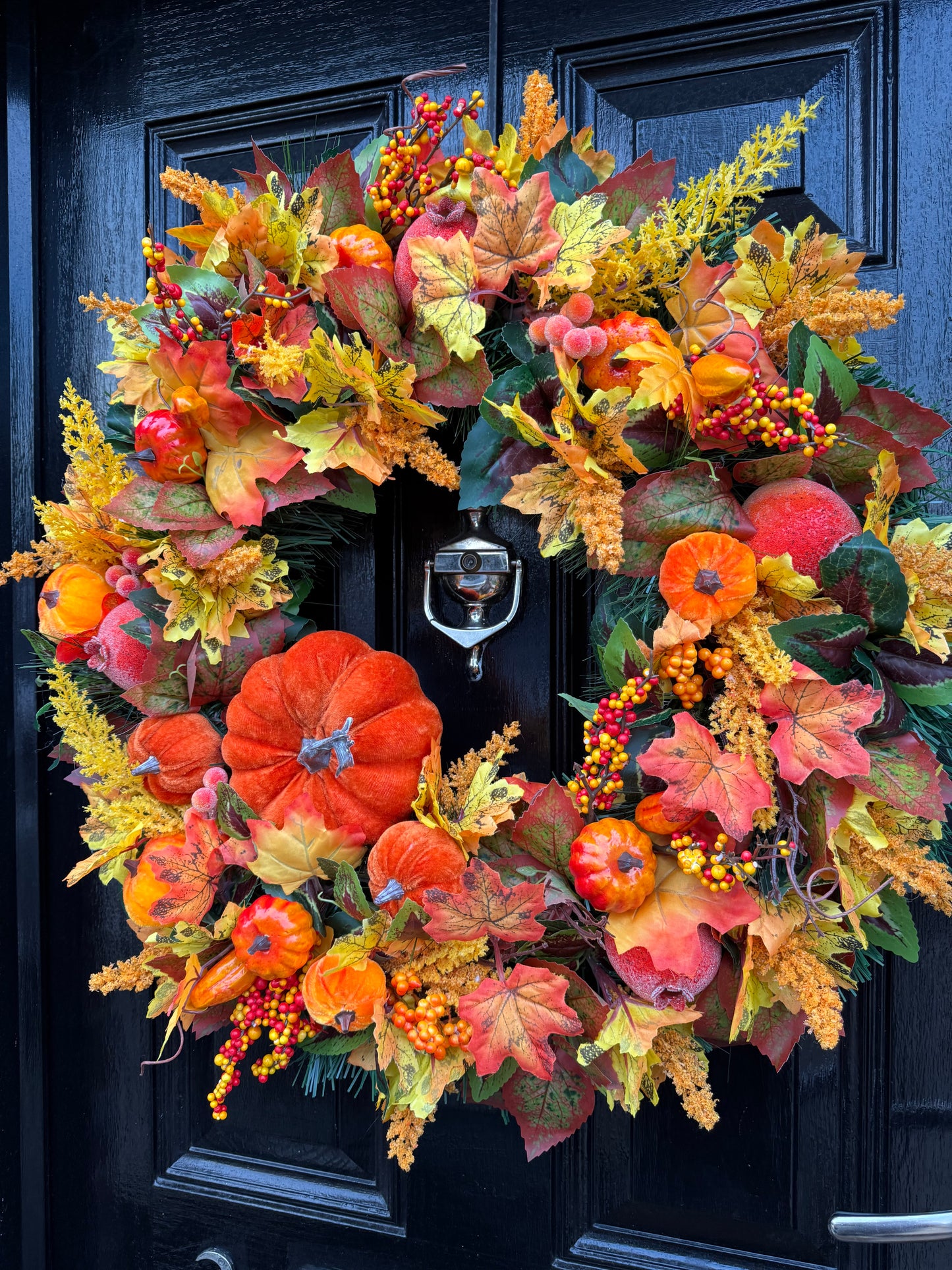 65cm DELUXE ORANGE PUMPKIN WOODLAND MIXED FOLIAGE AUTUMN WREATH