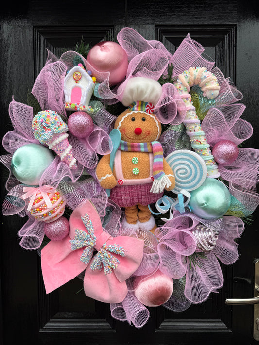 65cm SUPER DELUXE PASTEL GINGERBREAD WREATH