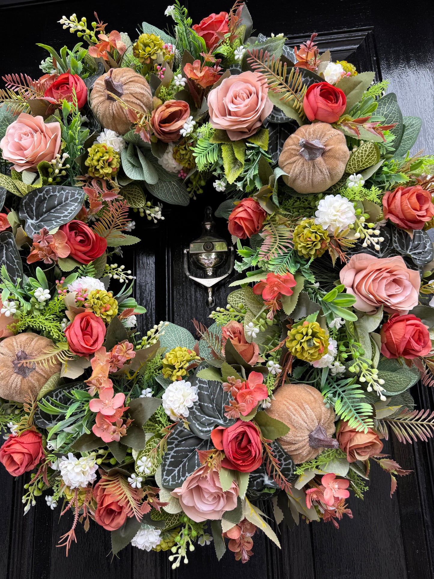 65cm DELUXE XL WOODLAND MINK PUMPKIN FOLIAGE AUTUMN WREATH