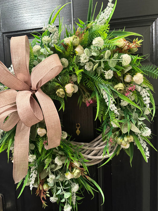 NEUTRAL MIX FOLIAGE ALL SEASON WICKER WREATH