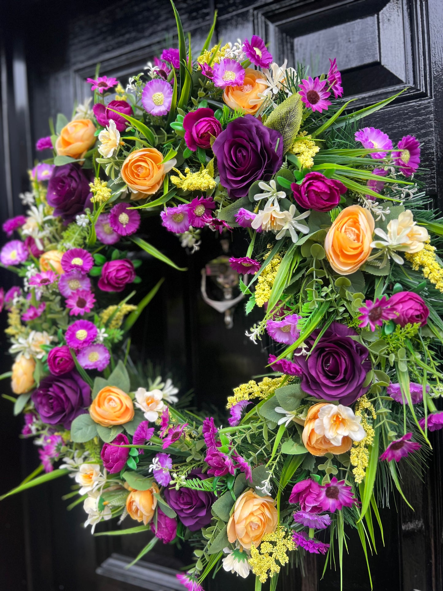 65cm DELUXE SPRING/SUMMER PURPLE/YELLOW MIX WREATH