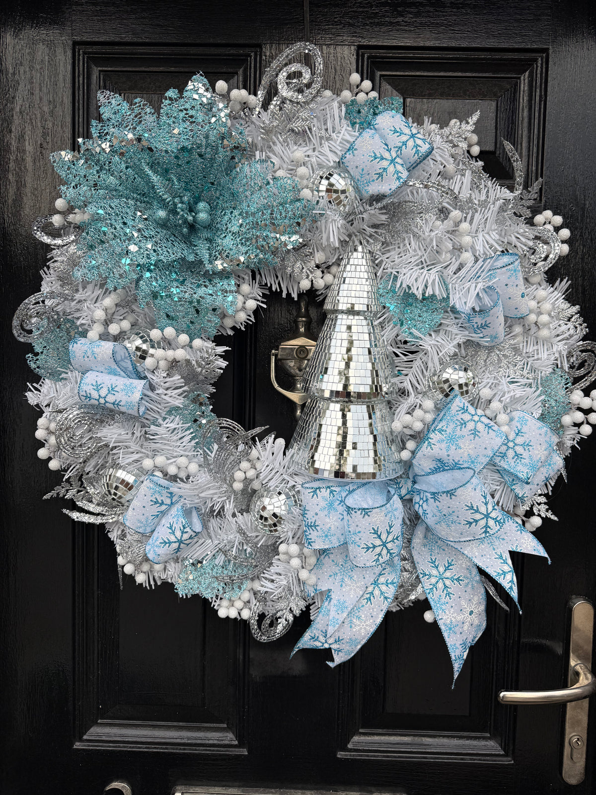 60cm FROZEN ICE MIRROR BALL/TREE GLITTER DELUXE WREATH