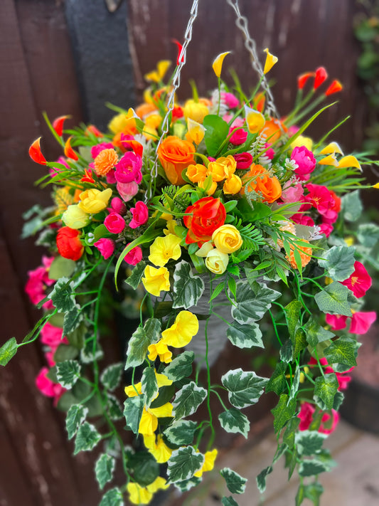 DELUXE XL HANGING BASKET MULTI MIX 12 INCH CONE