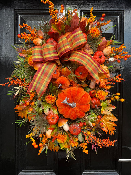 65cm DELUXE PUMPKIN WOODLAND MIXED FOLIAGE AUTUMN SWAG