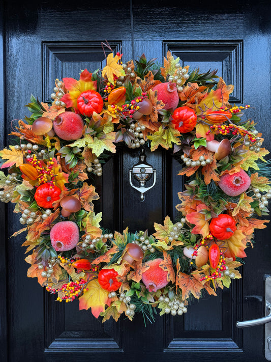 65cm DELUXE PUMPKIN WOODLAND BERRY MIXED FOLIAGE AUTUMN WREATH