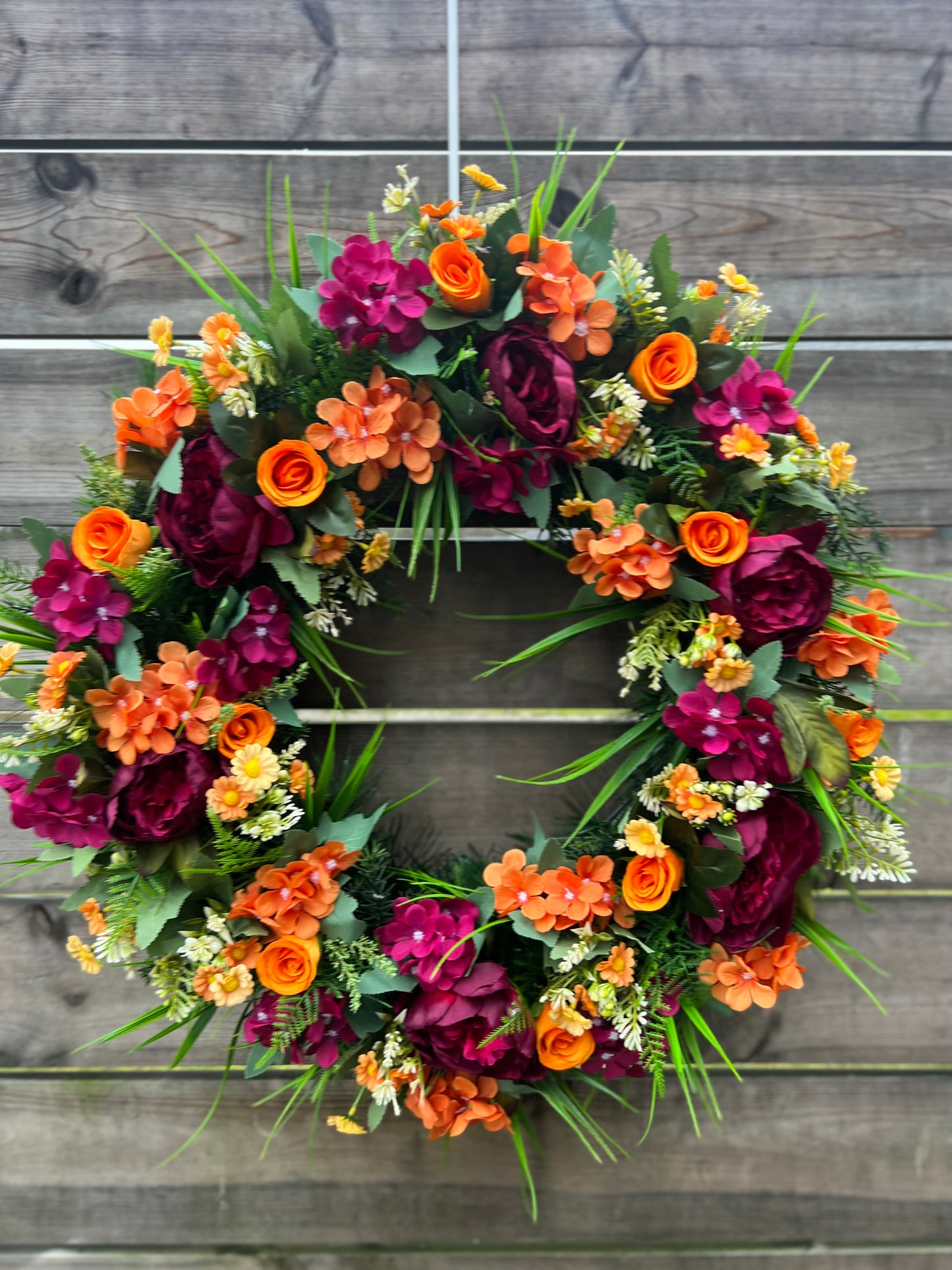 65cm MAGENTA/ORANGE DELUXE MIX WREATH