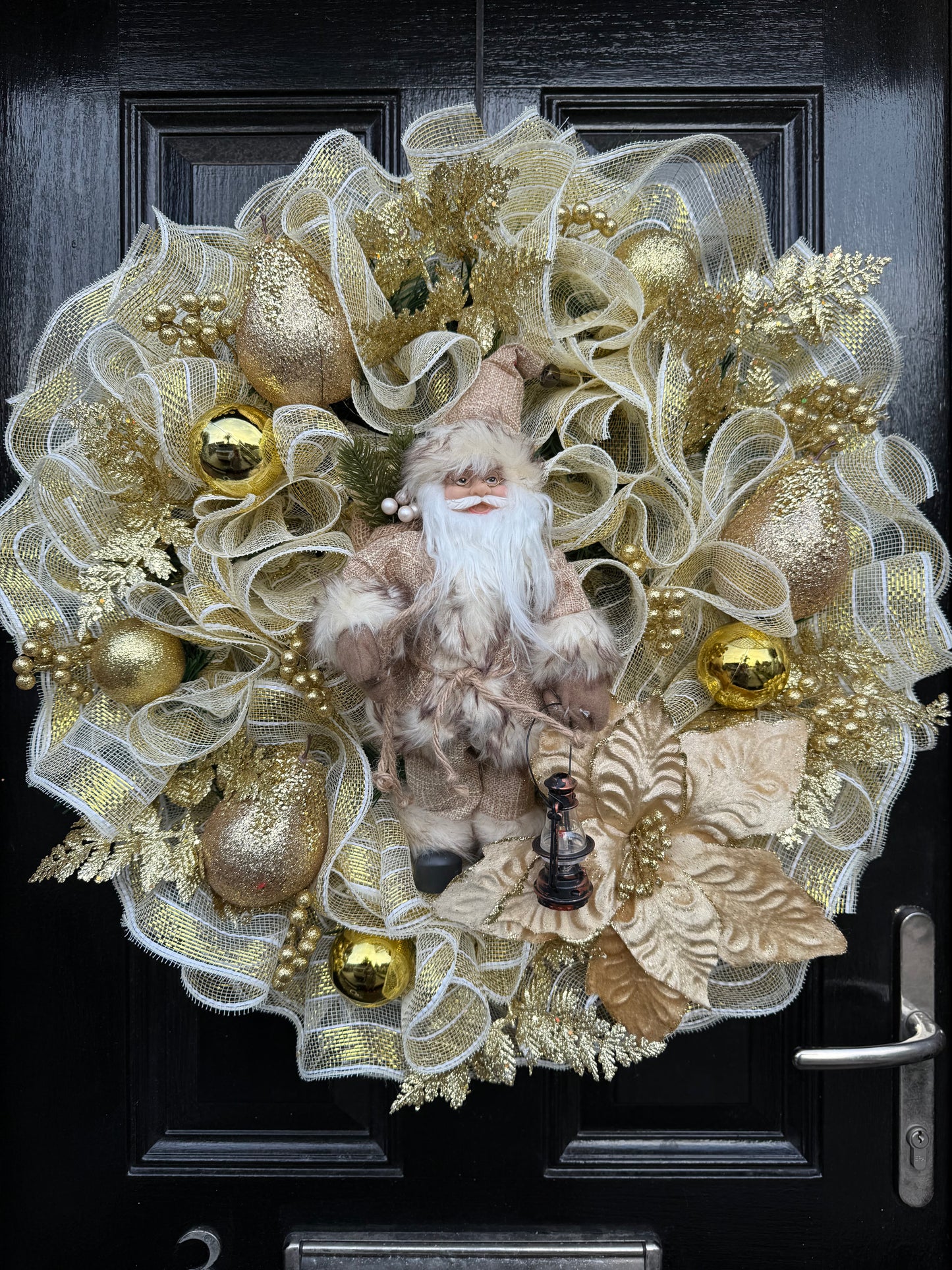 65cm DELUXE WINTER WONDERLAND GOLD SANTA WREATH - IMMEDIATE DESPATCH