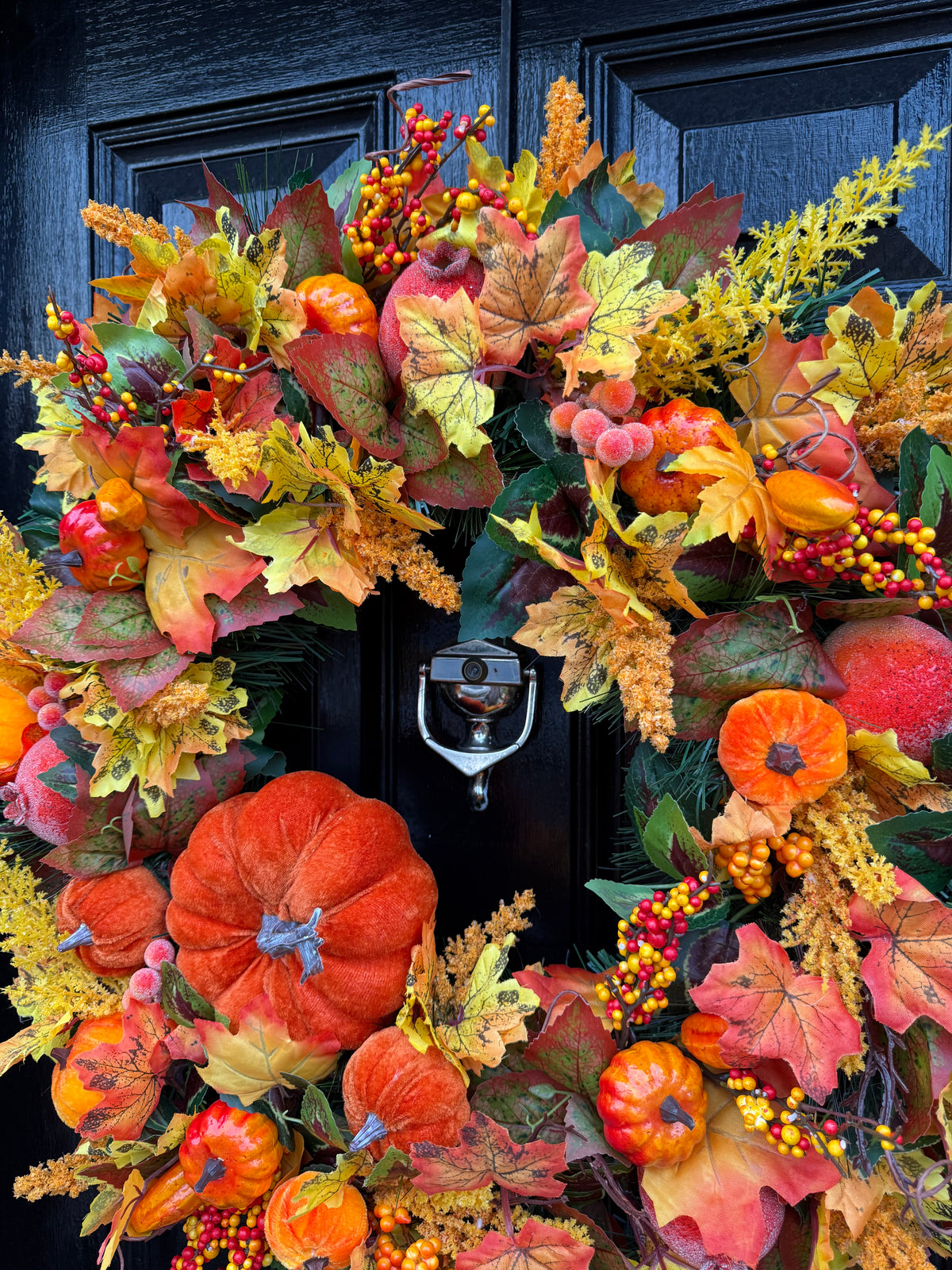 65cm DELUXE ORANGE PUMPKIN WOODLAND MIXED FOLIAGE AUTUMN WREATH