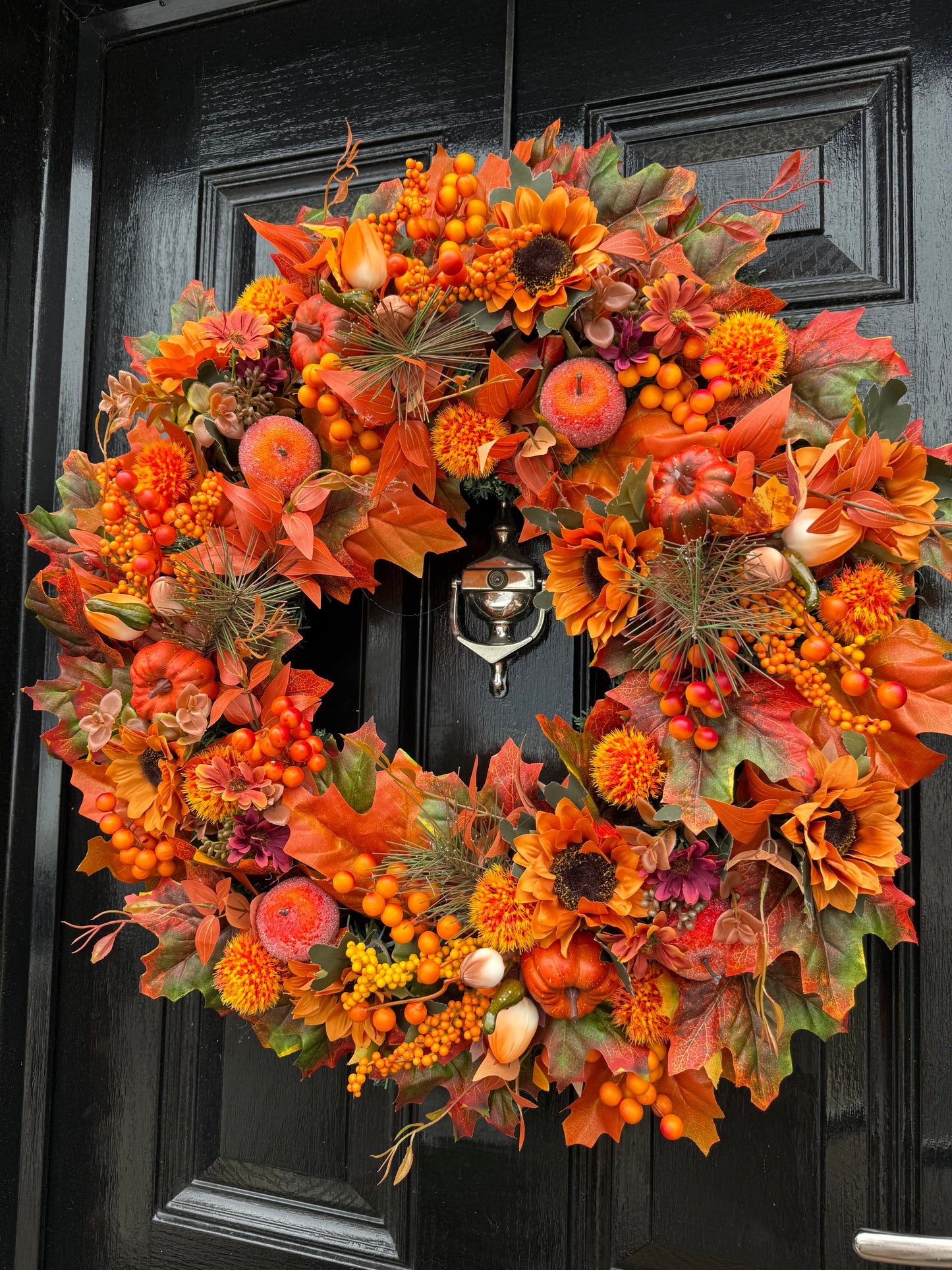 65cm DELUXE ORANGE PUMPKIN WOODLAND MIXED FOLIAGE AUTUMN WREATH
