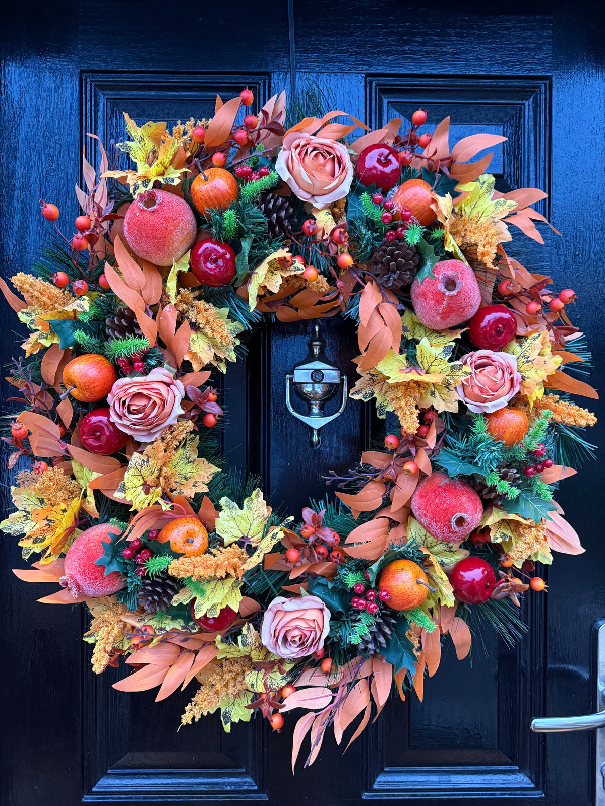 65cm DELUXE ORANGE  WOODLAND MIXED FOLIAGE AUTUMN WREATH