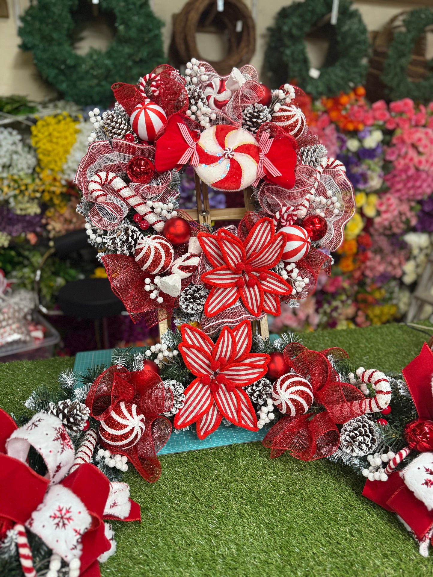 CANDY DEAL 6ft GARLAND & 60cm DELUXE WREATH - MADE TO ORDER DESPATCH WITHIN 14 DAYS
