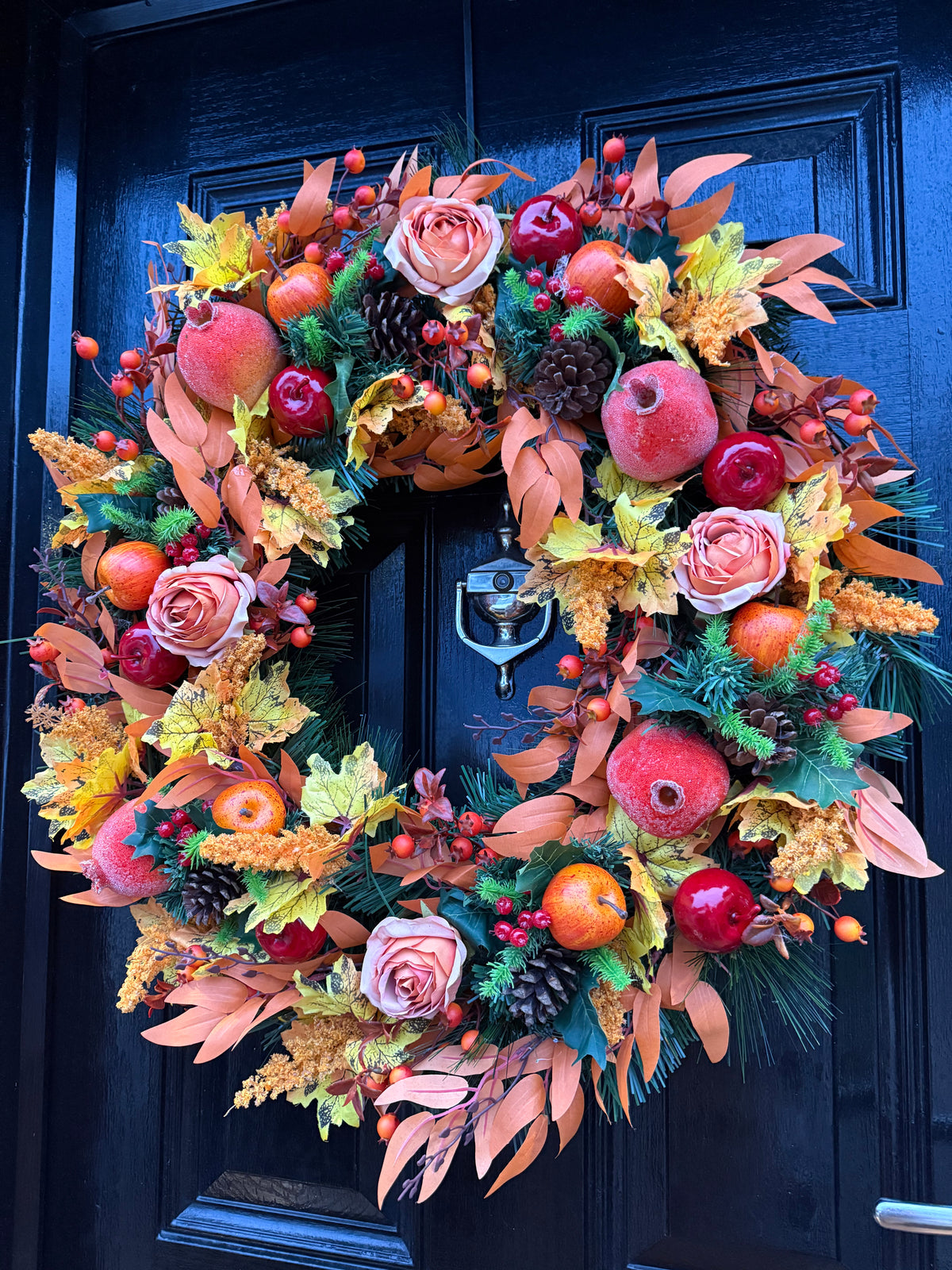 65cm DELUXE ORANGE  WOODLAND MIXED FOLIAGE AUTUMN WREATH