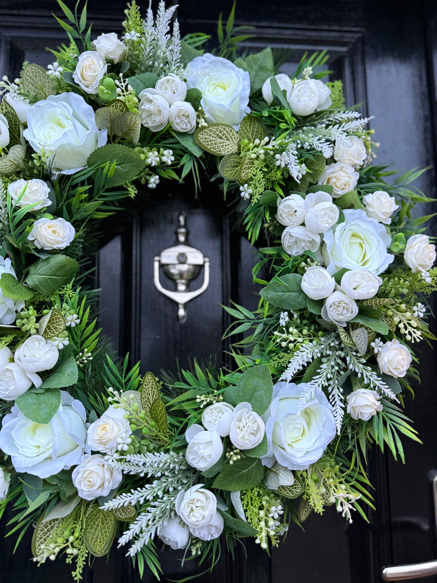 65cm DELUXE MIXED  FOLIAGE NEUTRAL ROSE & PEONY WREATH