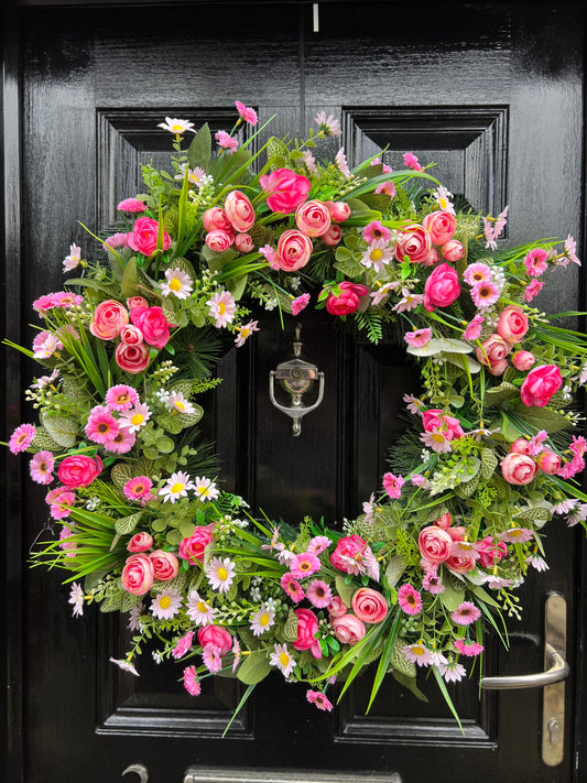 65cm MIXED PINKS SPRING WREATH