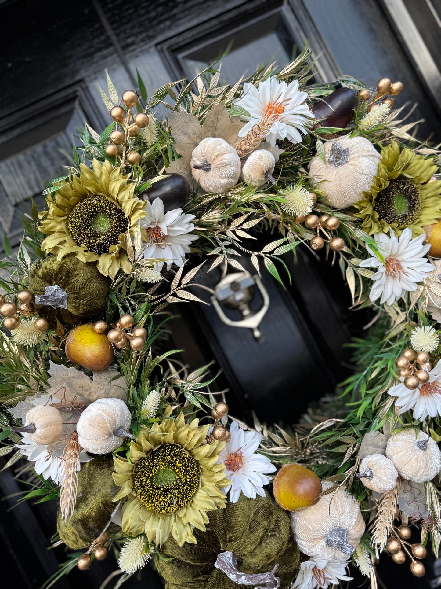 65cm DELUXE XL PUMPKIN/ WOODLAND NEUTRAL/ GREEN AUTUMN WREATH