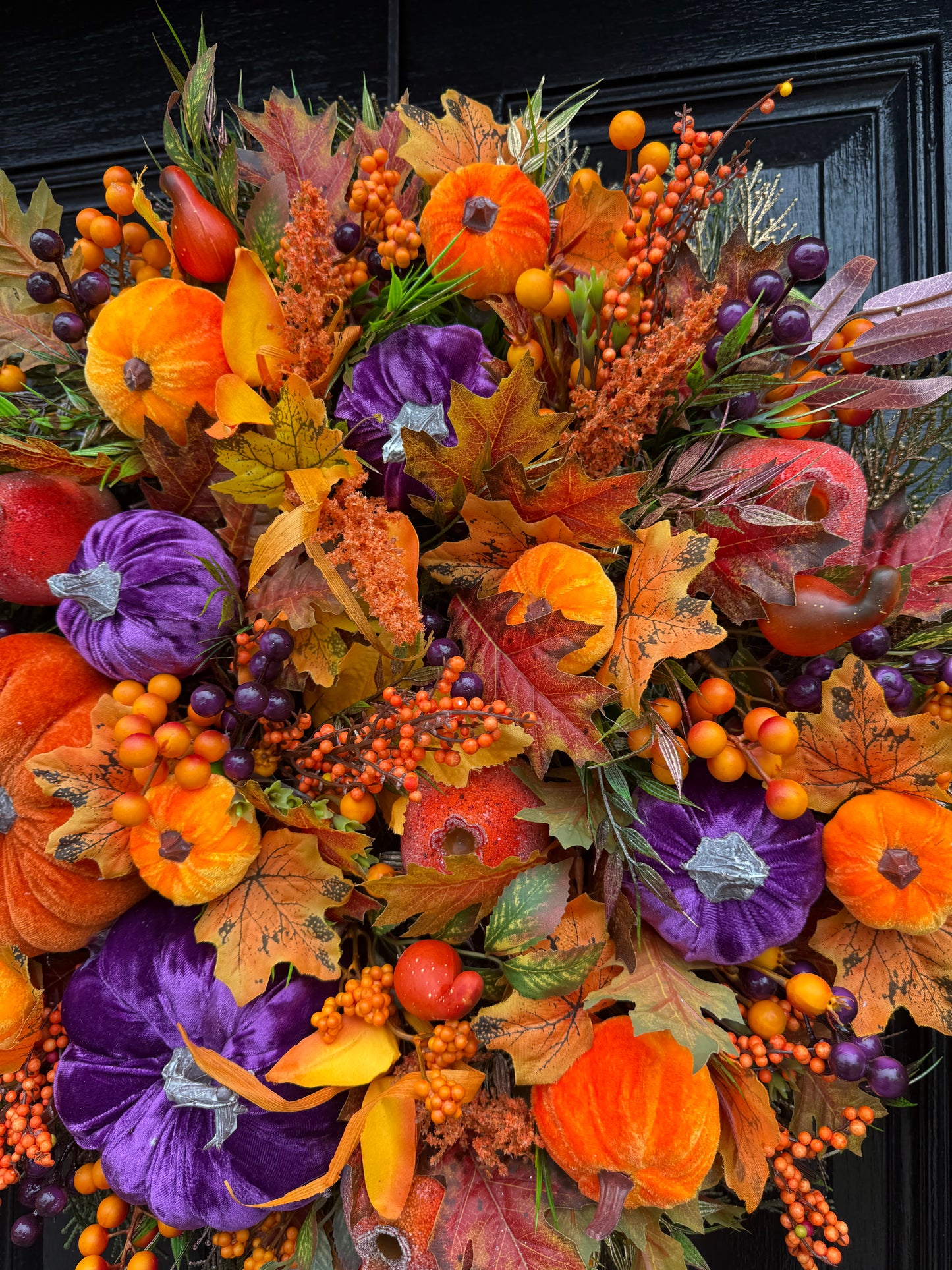 60cm DELUXE DOUBLE PUMPKIN WOODLAND MIXED FOLIAGE AUTUMN FULL WREATH