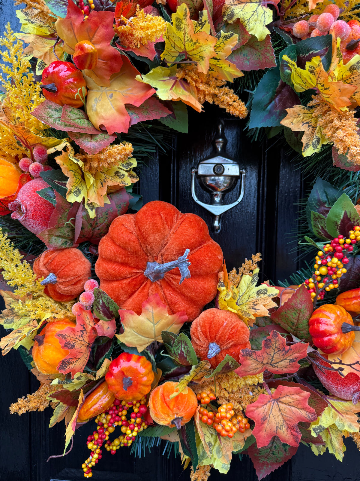 65cm DELUXE ORANGE PUMPKIN WOODLAND MIXED FOLIAGE AUTUMN WREATH