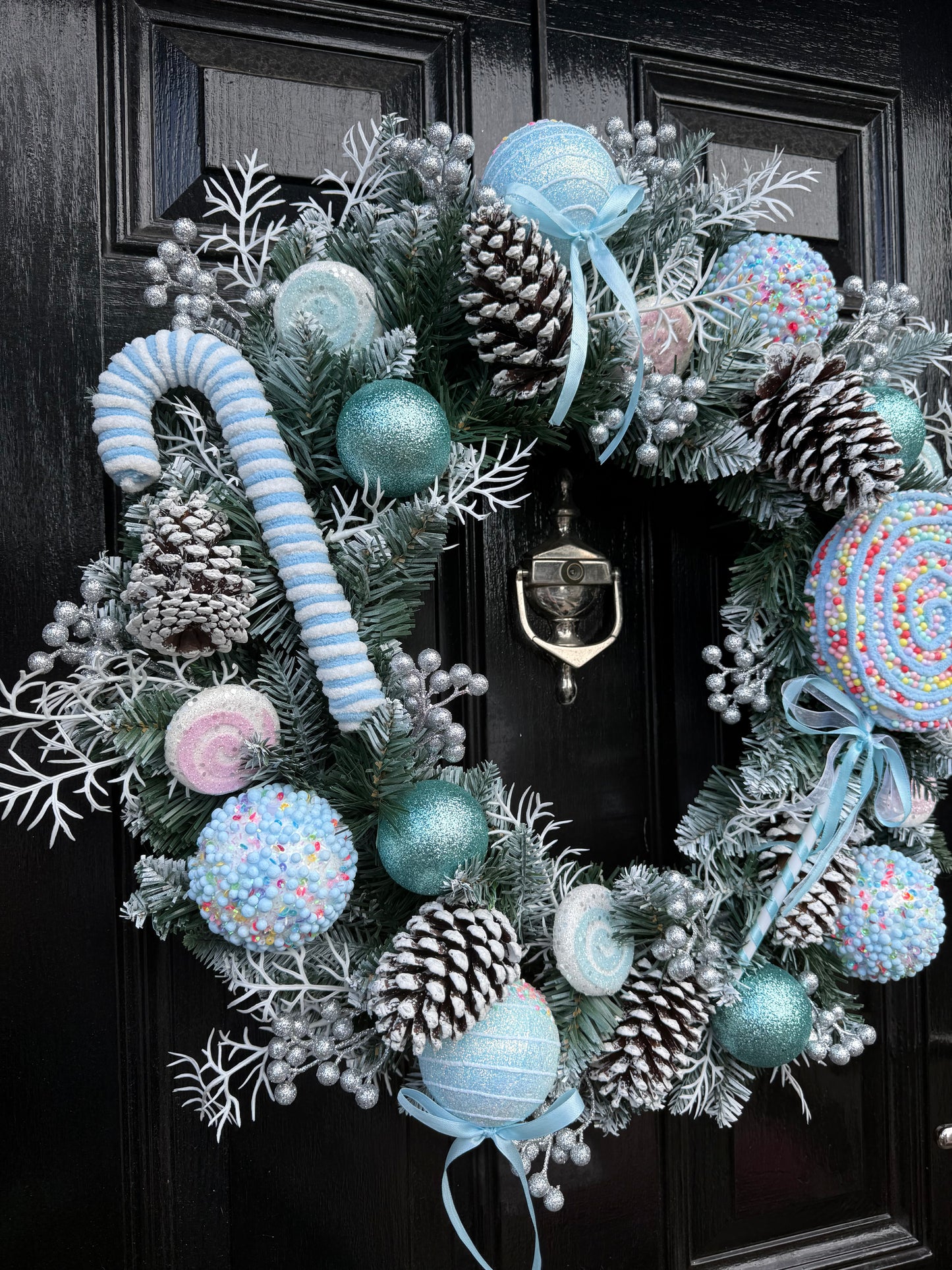 60cm FROSTED PASTEL ICE BLUE CANDY POP WREATH - IMMEDIATE DESPATCH