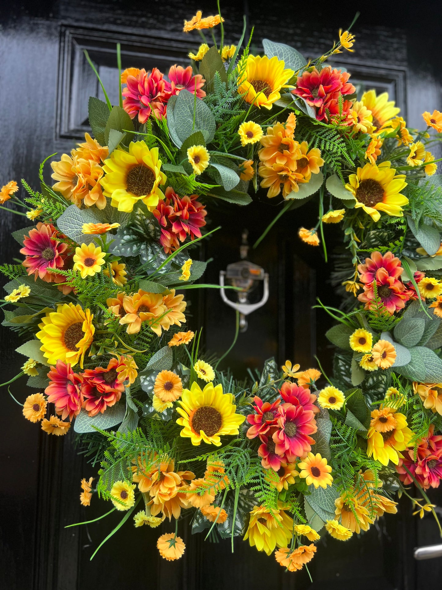 65cm DELUXE SUNFLOWER SPRING/SUMMER MIX WREATH