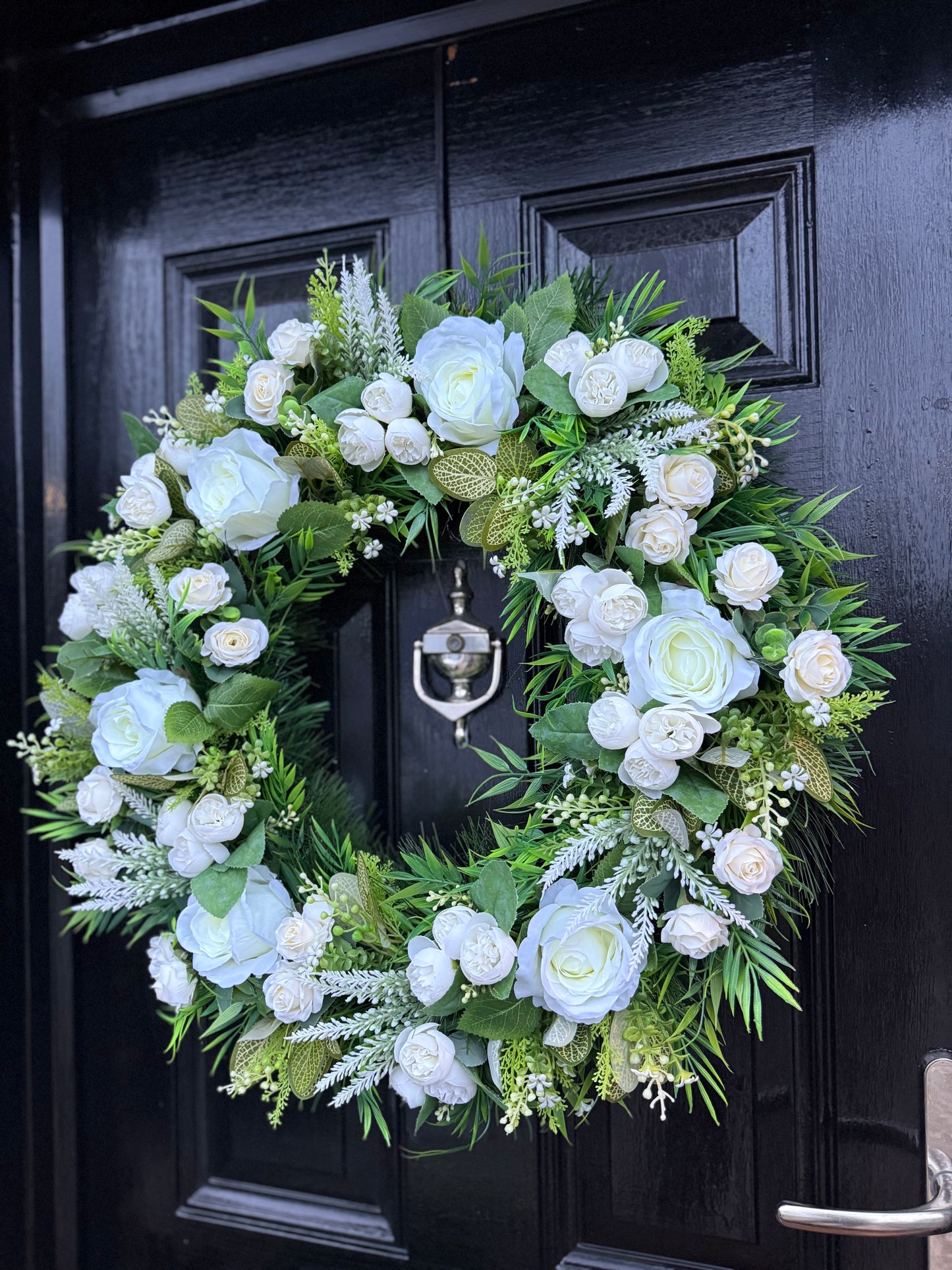 65cm DELUXE MIXED  FOLIAGE NEUTRAL ROSE & PEONY WREATH