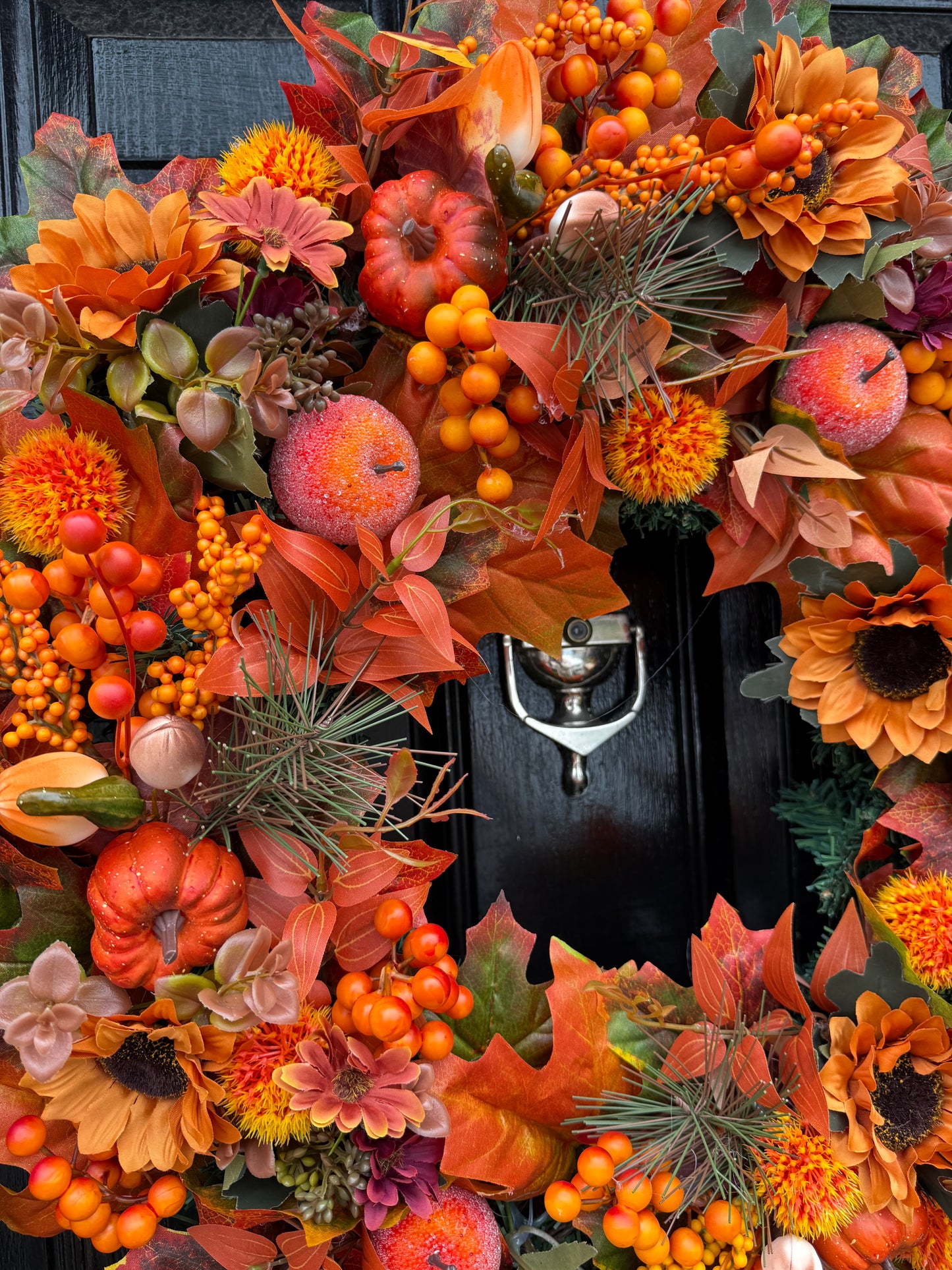 65cm DELUXE ORANGE PUMPKIN WOODLAND MIXED FOLIAGE AUTUMN WREATH
